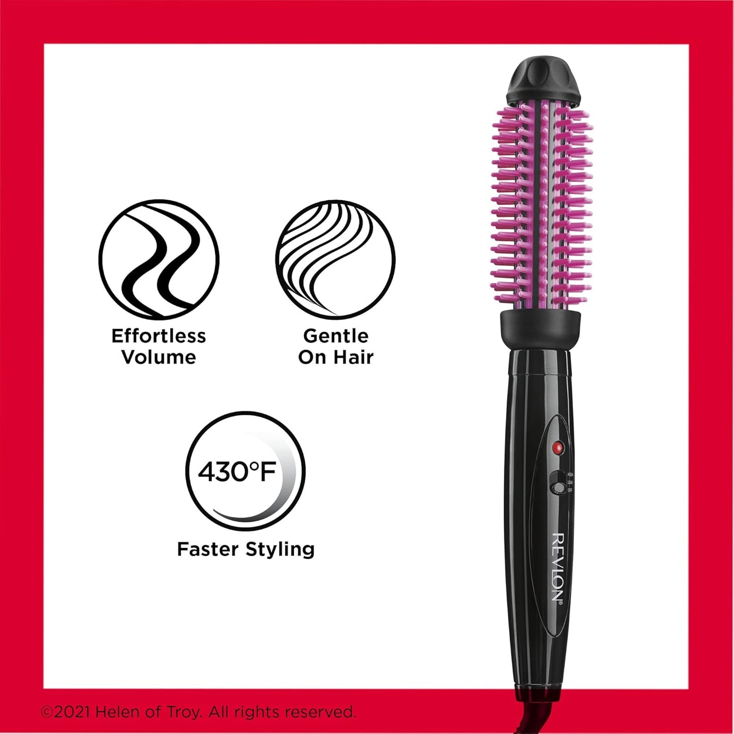 REVLON Silicone Bristle Heated Hair Styling Brush, Black, 1 Inch Barrel