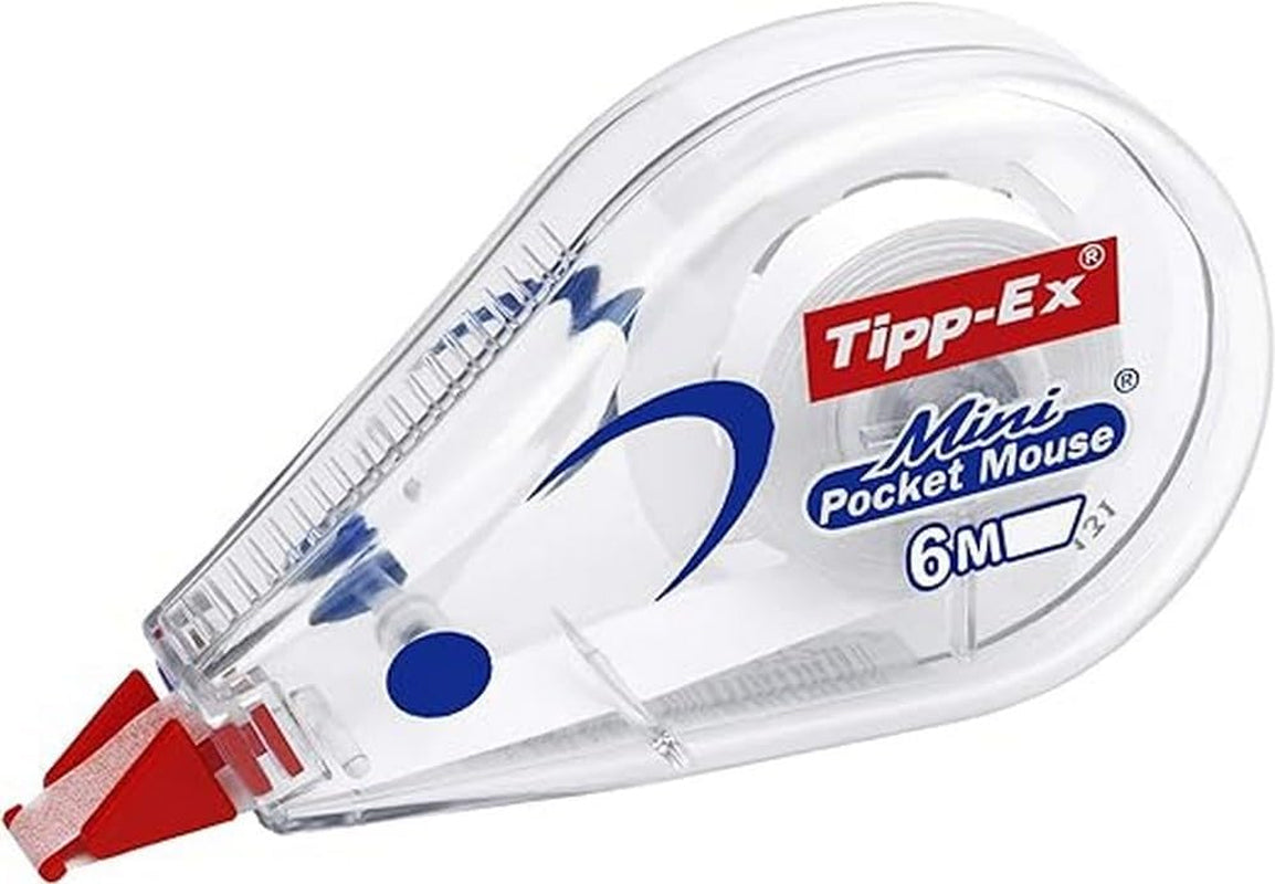 Mini Pocket Mouse Plastic Tape - Box of 10 - 6 M, Tear-Resistant Tapes with Smooth Glide, White