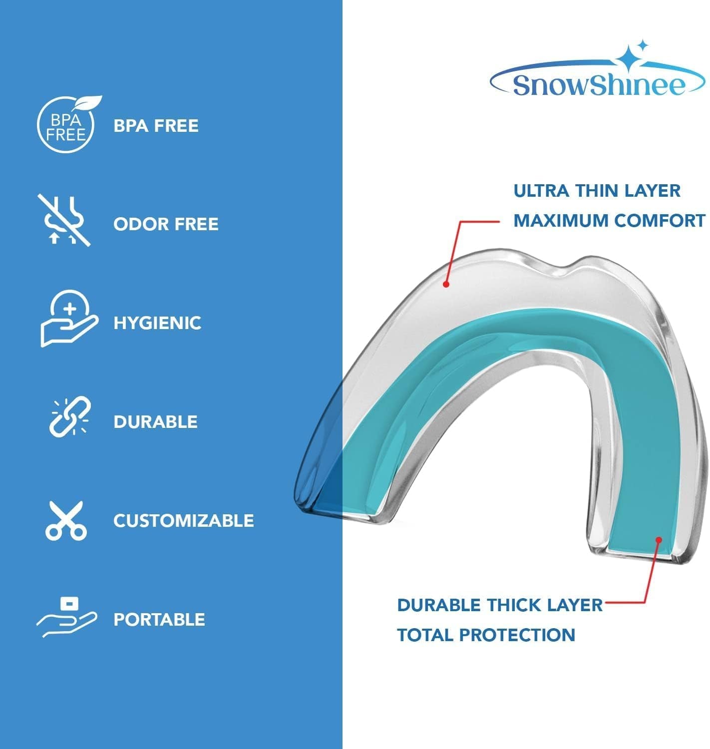 Visismile Mouth Guard for Clenching Teeth at Night, Dental Night Guards for Teeth Grinding, Professional Mouth Guard for Grinding Teeth, Stops Bruxism, 2 Sizes Pack of 4 with Hygiene Case