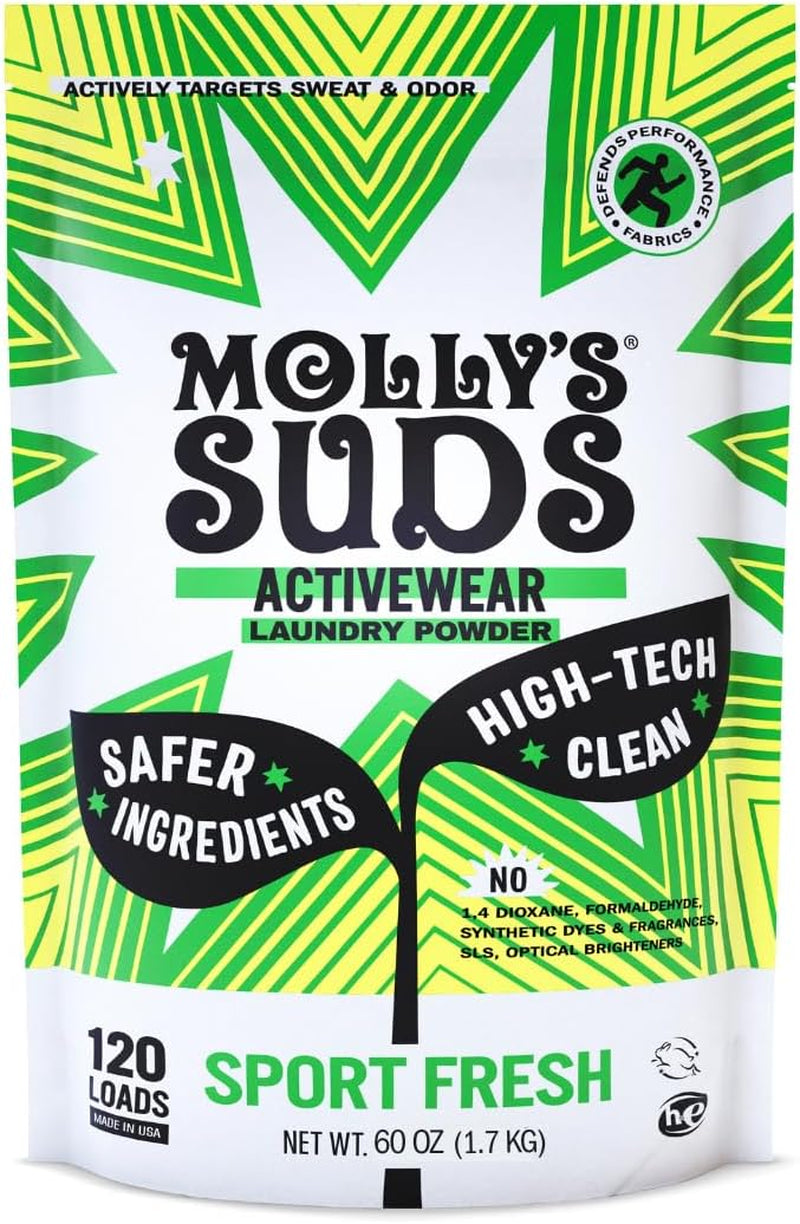 Molly'S Suds Active Wear Laundry Detergent | Natural Extra Strength Laundry Powder, Stain Fighting for Performance Fabrics and Sensitive Skin | 120 Loads