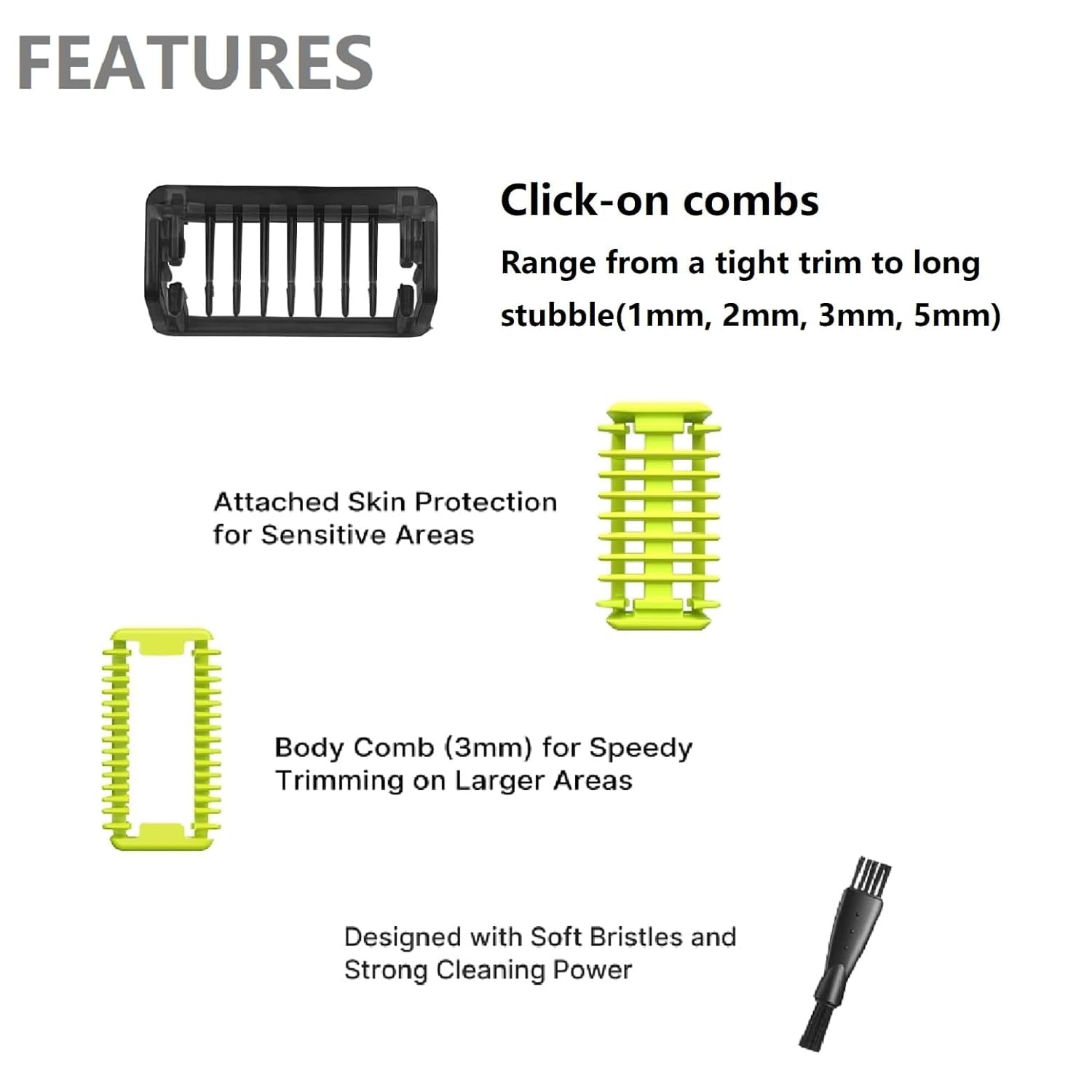 One Blade Guard, Beard Trimmer Guide Comb 1/2/3/5 MM for One Blade Shaver, Adjustable Guide Comb Guard for One Blade Shaver QP2520 QP2530 QP2620 QP2630, Yellow