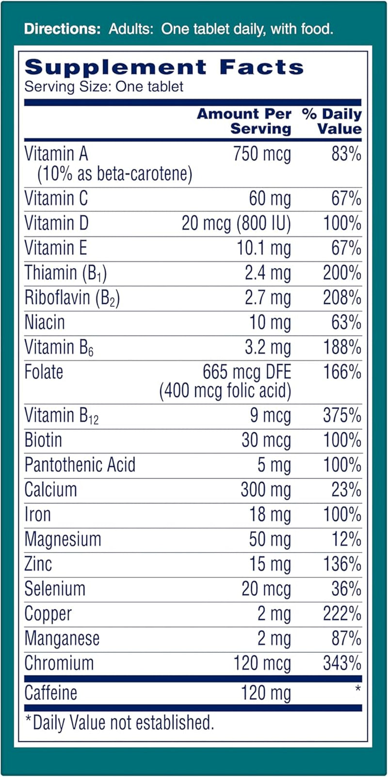 One a Day Women’S Active Metabolism Multivitamin, Supplement with Vitamin A, C, D, E and Zinc for Immune Health Support*, Iron, Calcium, Folic Acid & More, 50 Count (Packaging May Vary)