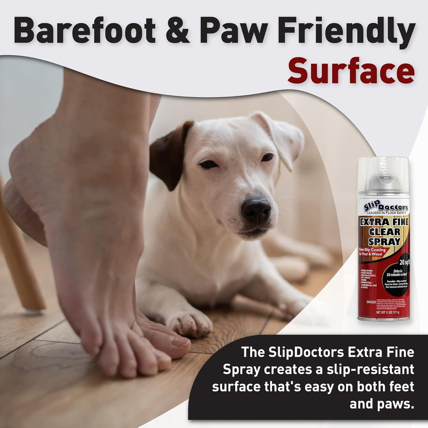 Anti-Slip Spray for Wood, Vinyl and Laminate Floors and Stairs – Clear Extra Fine Non-Slip Spray-On Grip Coating