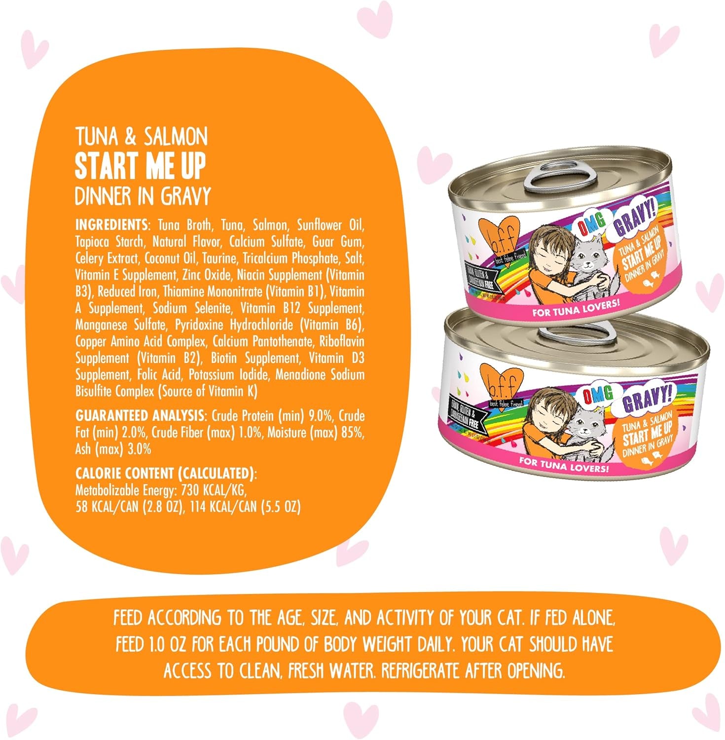 Weruva B.F.F. OMG - Best Feline Friend Oh My Gravy!, Tuna & Salmon Start Me up with Tuna & Salmon, 2.8Oz Can (Pack of 12)