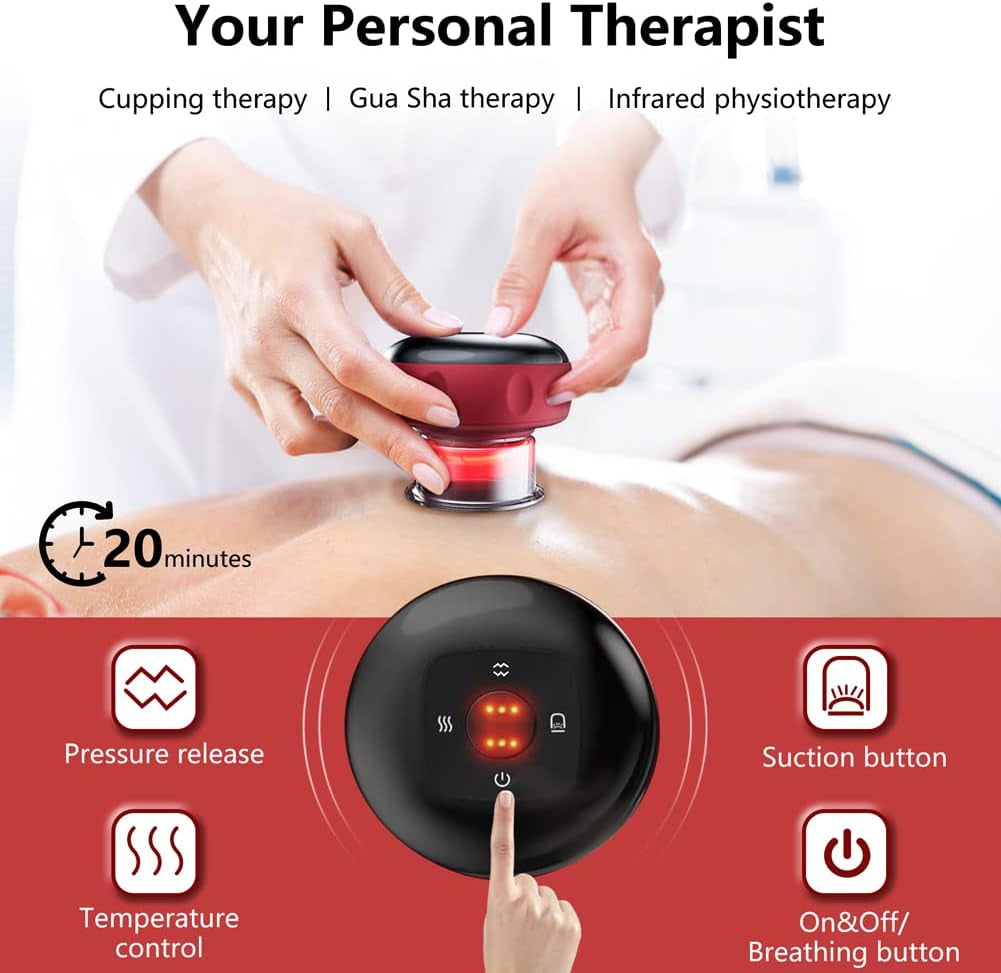 Smart Dynamic Cupping Therapy Set, Electric 3 in 1 Cupping Set for Cellulite Reduction with Infrared Heat Rechargeable New Cupping Device Cellulite Massager Gua Sha Massage Tool for Pain Relief