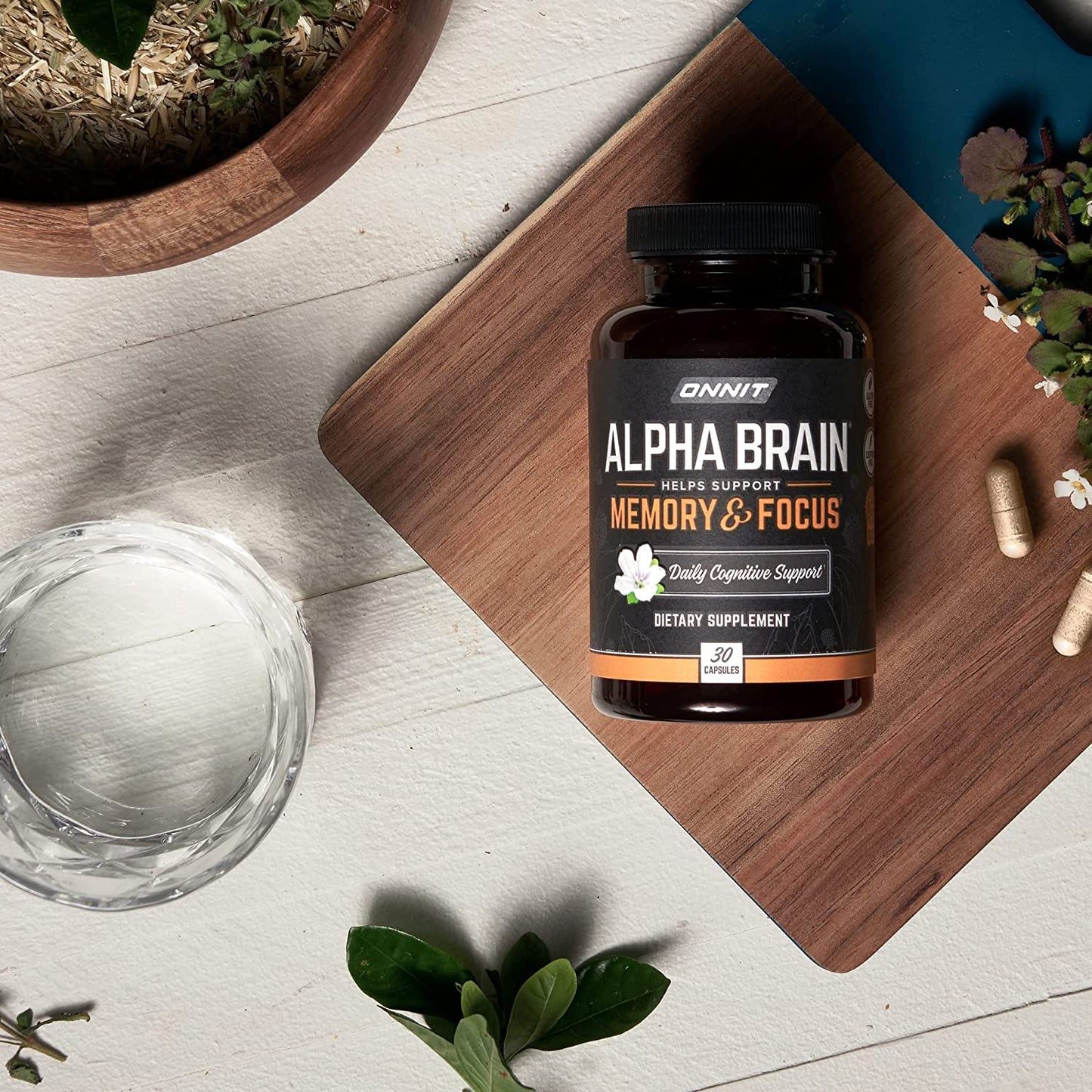 ONNIT Alpha Brain Nootropic Brain Supplement for Men & Women | Memory, Mental Clarity & Cognitive Improvement | Focus Capsules with L-Theanine, Vitamin B6 & Phosphatidylserine (30 Count)