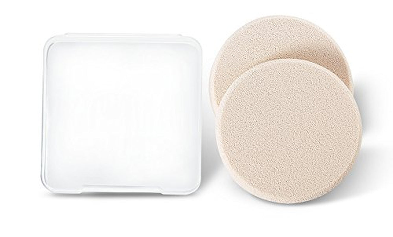 KOOBA 2Pcs round Makeup Sponges with 1 Travel Case, Beauty Face Primer Compact Powder Puff, Blender Sponge Replacement for Cosmetic Flawless Foundation, Sensitive and All Skin Types