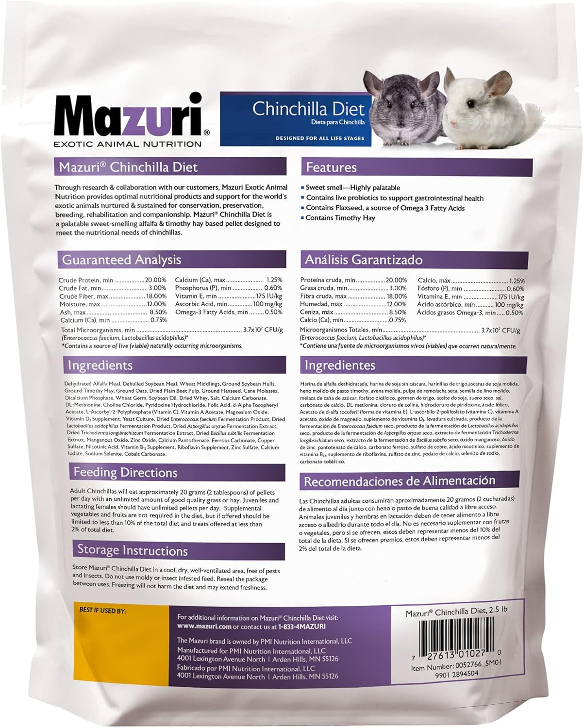 Mazuri Chinchilla Food | 2.5 Pound (2.5 Lb.)
