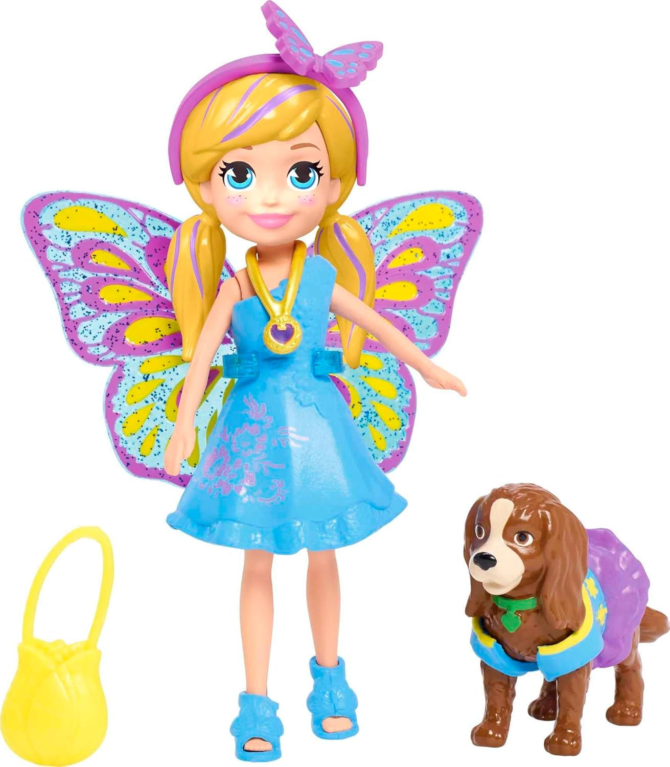 Polly Pocket Doll & Accessories, Masque ‘N Match Costume Pack with 3-Inch Small Doll, Pet, 4 Costumes for Doll & for Pet