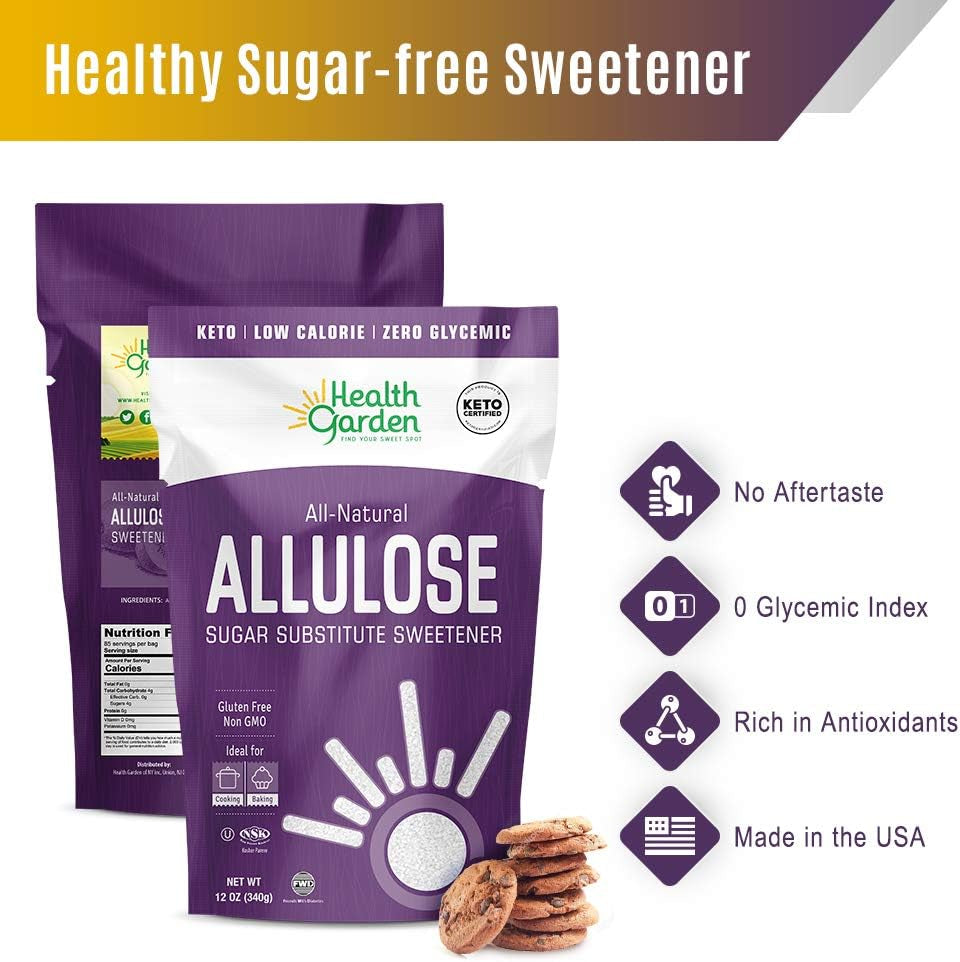 Health Garden Allulose Sweetener - Gluten and Sugar Free - Zero Net Carb - Non GMO - Kosher - Keto Friendly (4.75 LB)