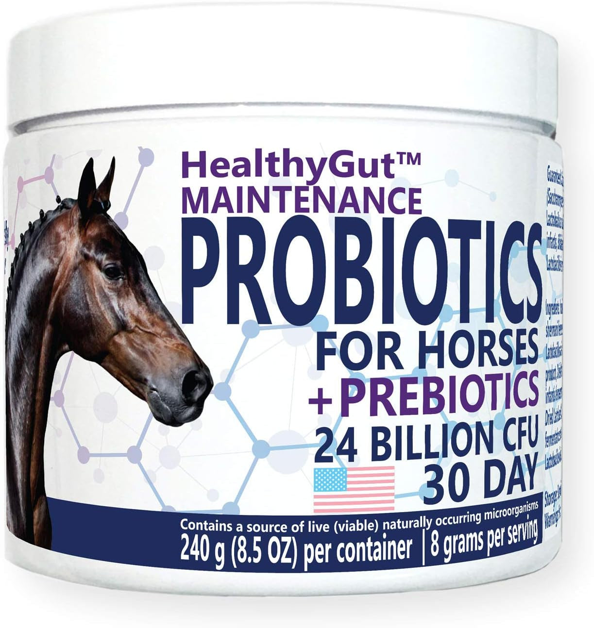 Healthygut™ Probiotics for Horses Dietary Supplement, All-Natural Digestive System Maintenance Formula (30 Days)