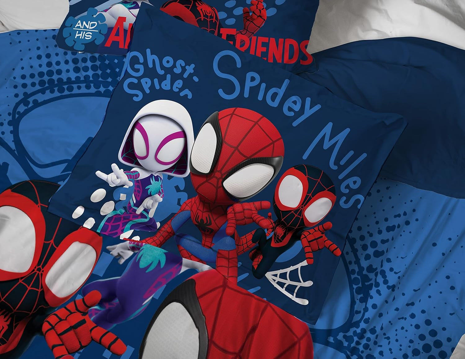 Jay Franco Marvel Spidey and His Amazing Friends Team Spidey 7 Piece Full Size Bed Set - Includes Comforter & Sheet Set Bedding - Super Soft Fade Resistant Microfiber (Official Marvel Product)