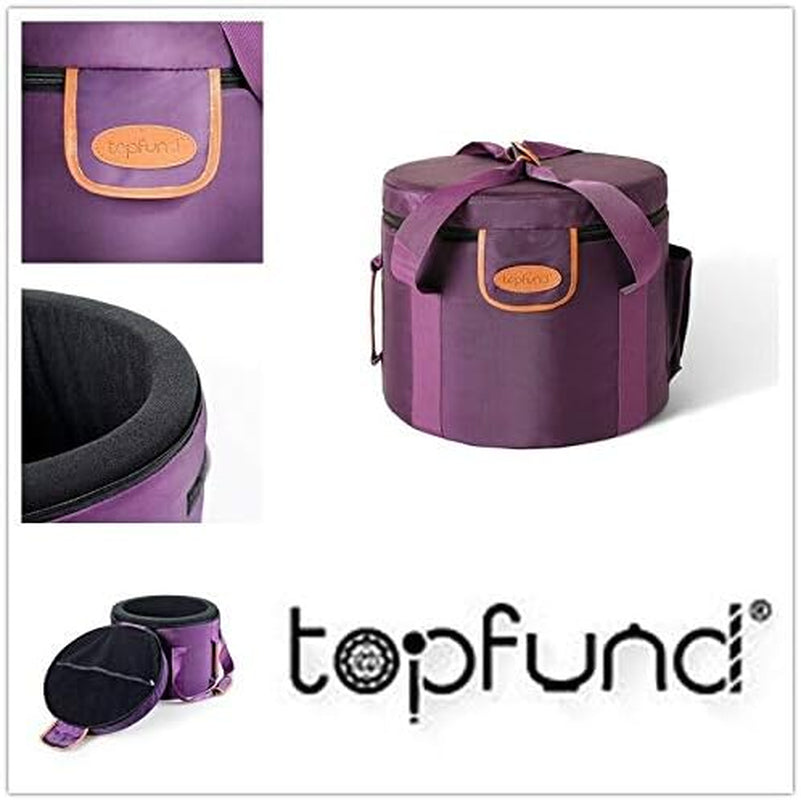 TOPFUND Purple Heavy Duty Crystal Singing Bowl Carrying Case 10 Inch with Sponge Padded Sleeve 8"