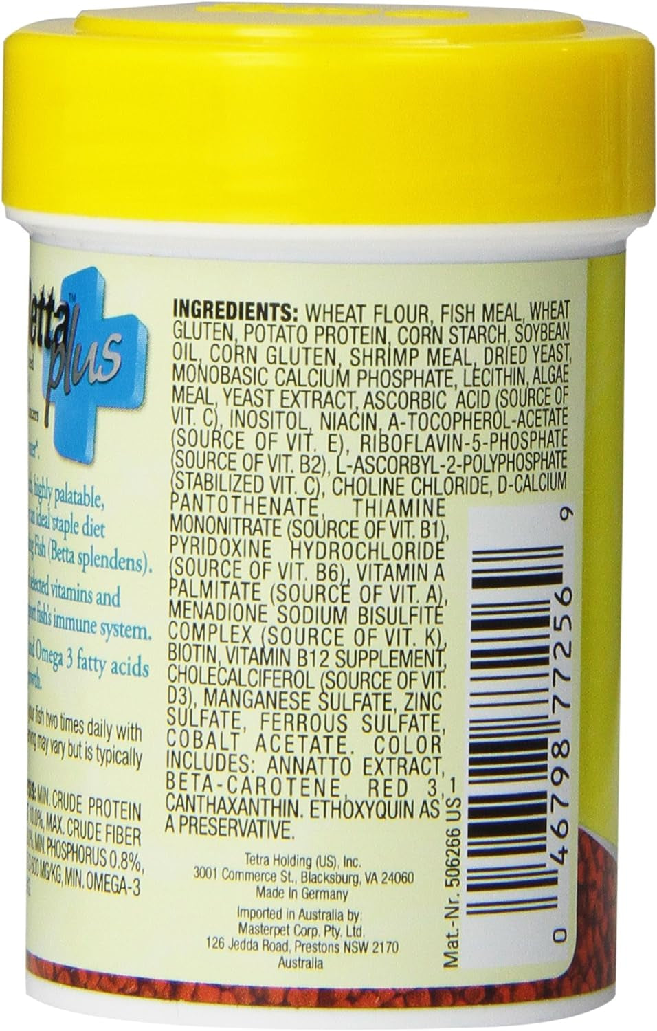 Tetrabetta plus Floating Mini Pellets, Fish Food with Natural Color Enhancer, 1.2 Ounces