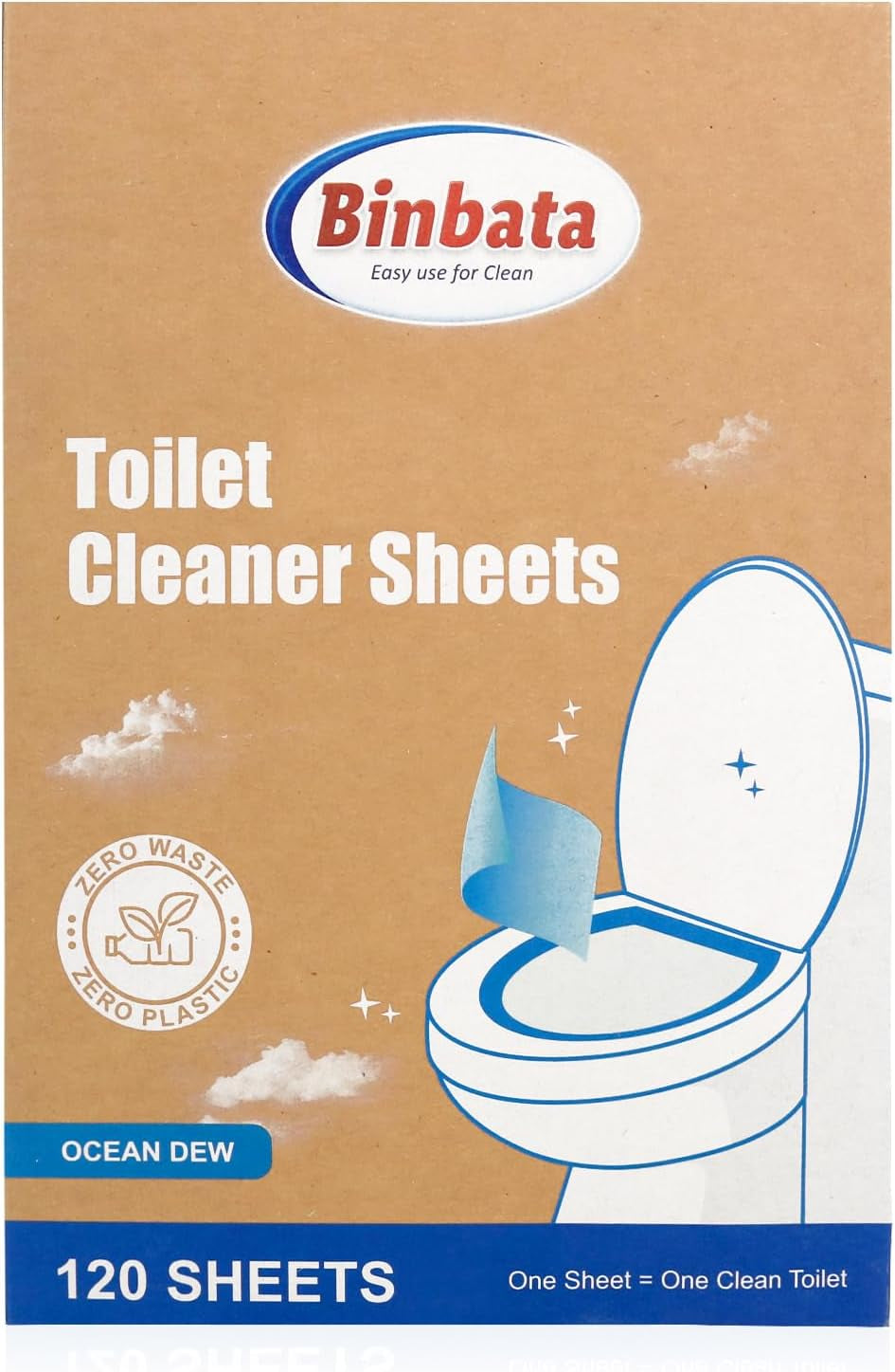 Eco Friendly Toilet Cleaners 120 Strips Quick Foaming Toilet Cleaner Sheets, Efficiently Remove Stains with Ocean Dew Scent, Safe Neutral Toilet Cleaning Strips, Plastic Free Biodegradable