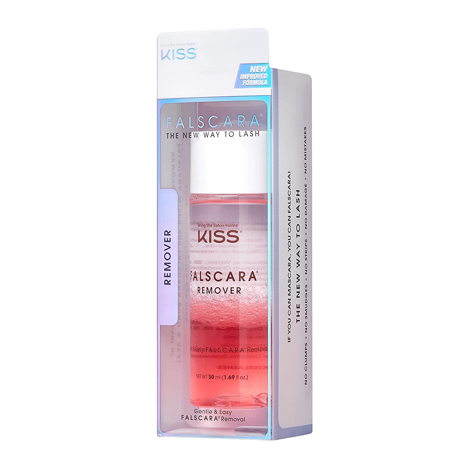 KISS Falscara Remover for Lash Adhesive, Makeup, and False Eyelash Wisps, Rosewater Infused Gentle Nourishing Formula, Includes 1 Bottle of Lash Remover, Net Wt. 50 Ml (1.69 Fl. Oz.)