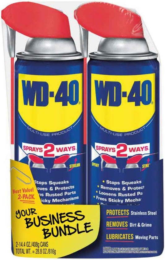 WD-40 Original Formula, Multi-Use Product with Smart Straw Sprays 2 Ways, 14.4 OZ [2-Pack]