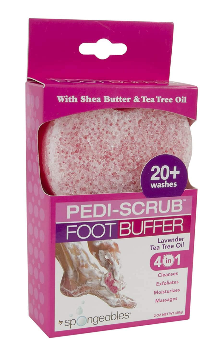 Spongables Pedi Scrub Foot Exfoliating 20+ Wash Sponge, Lavender, 1 Count