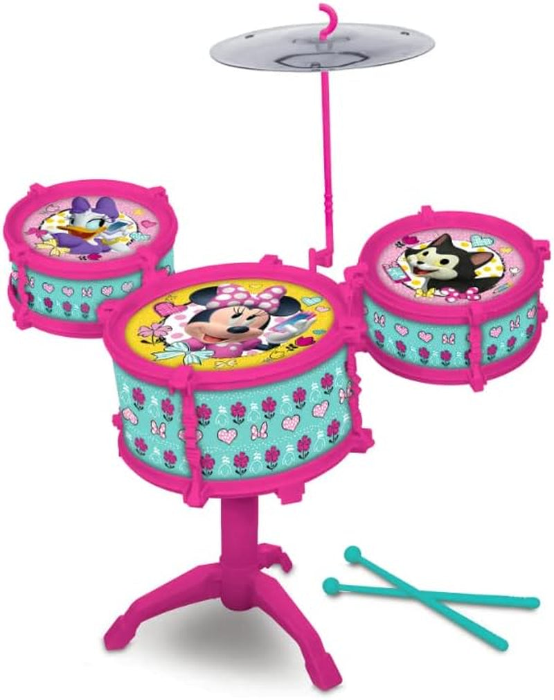 Minnie Mouse Drum Set for Girls - Bundle with Minnie Drum Music Set, Minnie Stickers, More | Minnie Musical Toys for Girls