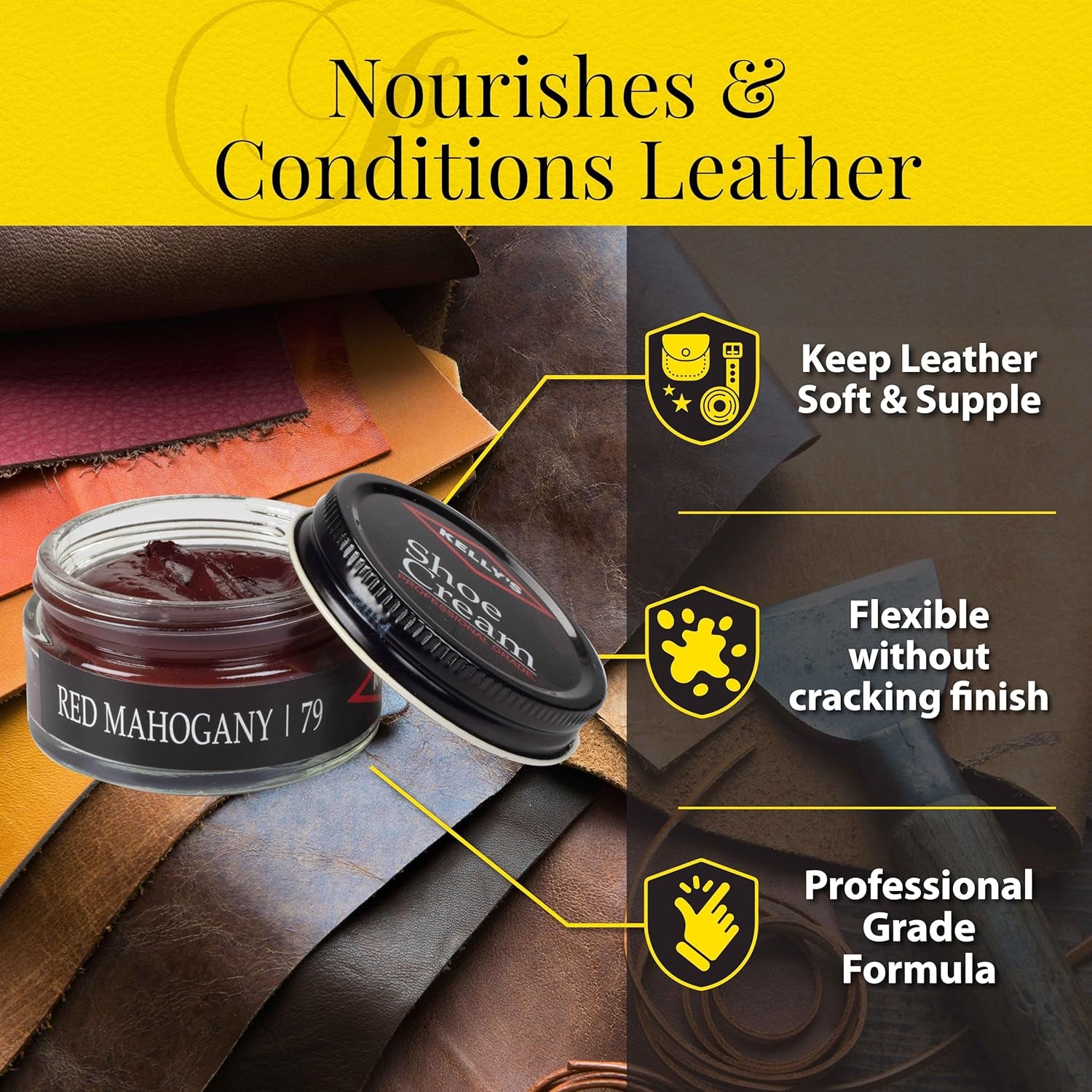 Kelly'S Shoe Polish 1.5 Oz - Professional Grade Shoe Cream - Condition, Recolor, Polish Leather - Multiple Colors Available