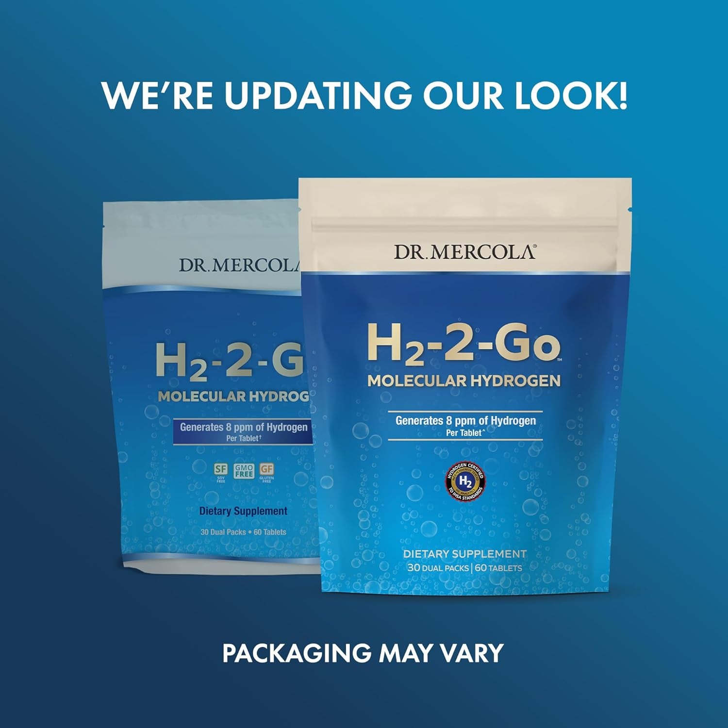 Dr. Mercola H2-2-Go Molecular Hydrogen, 60 Servings (60 Tablets), 8 Ppm of Hydrogen per Tablet, Dietary Supplement, Supports Circulatory Health