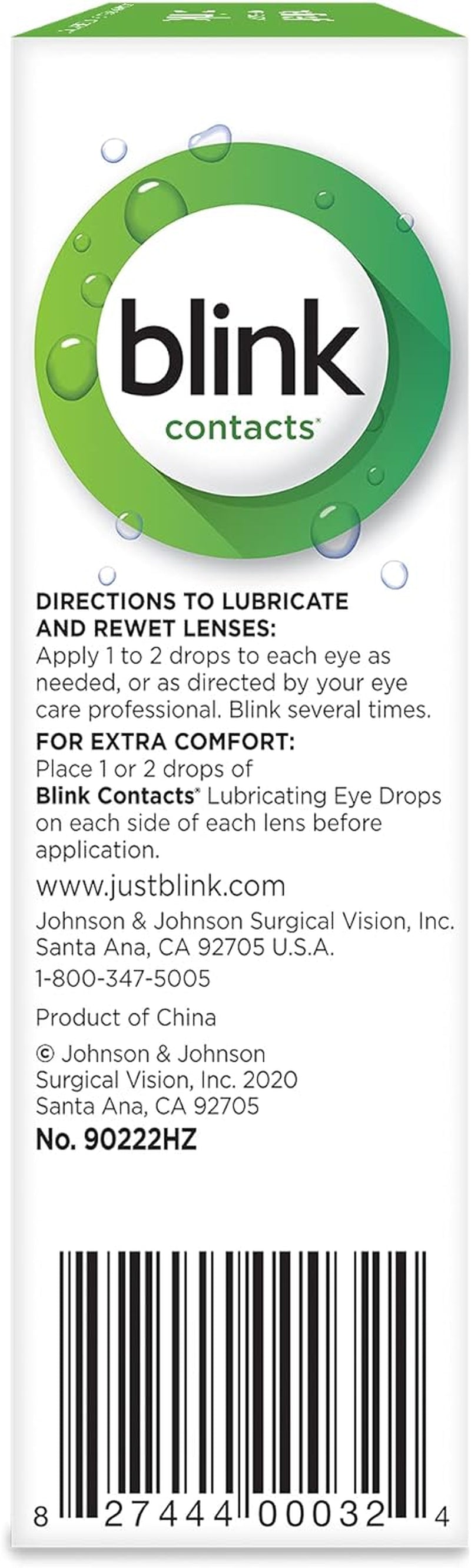 Blink Contacts Lubricating Eye Drops 0.34 Oz (Pack of 4)