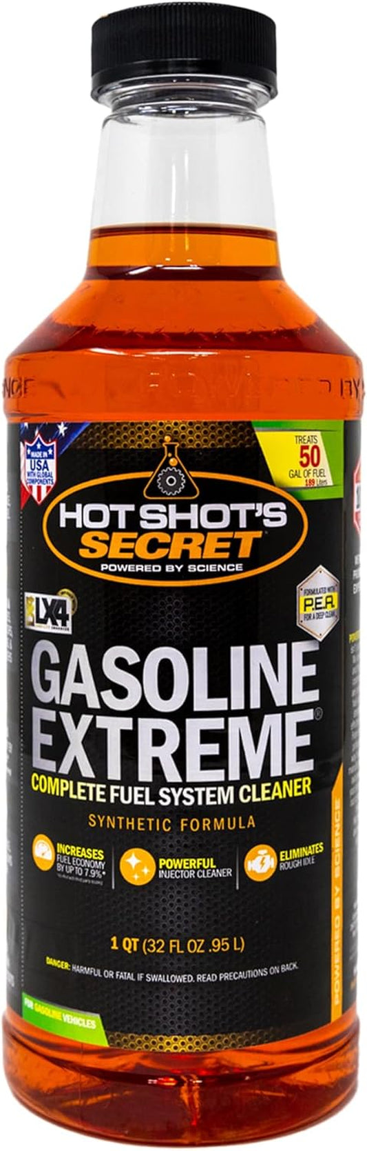 Hot Shot'S Secret Gasoline Extreme 32 Oz, Concentrated Fuel System Cleaner, Fuel Additive for Gasoline Engines, Fuel Injector Cleaner - Increases Fuel Economy & Restores Engine Performance