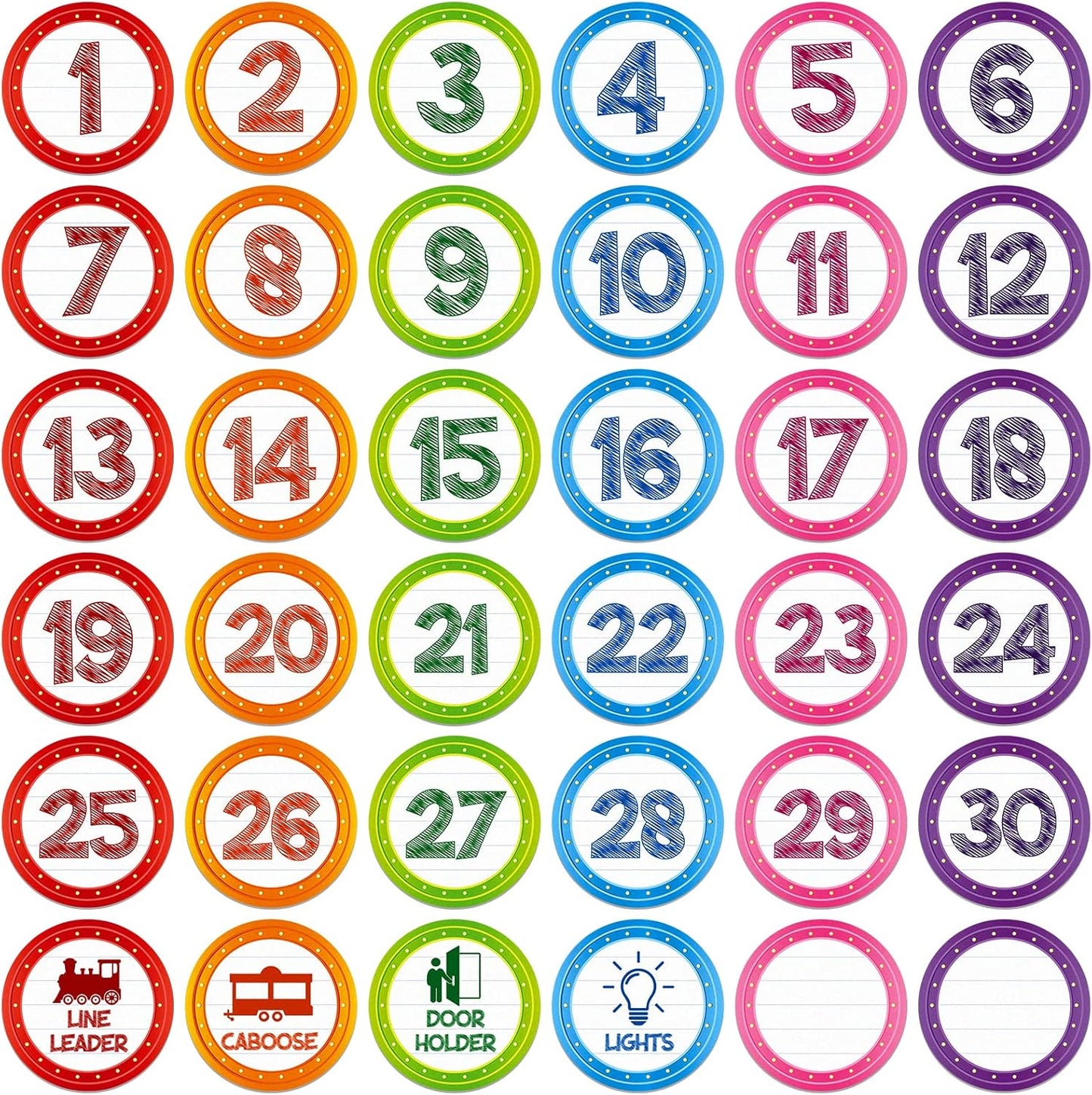 Facraft Line up Spots for Classroom Floor - 36Pcs Classroom Line-Up Stickers Number Spot Stickers Markers for Teacher Kindergarten Preschool Elementary Classroom