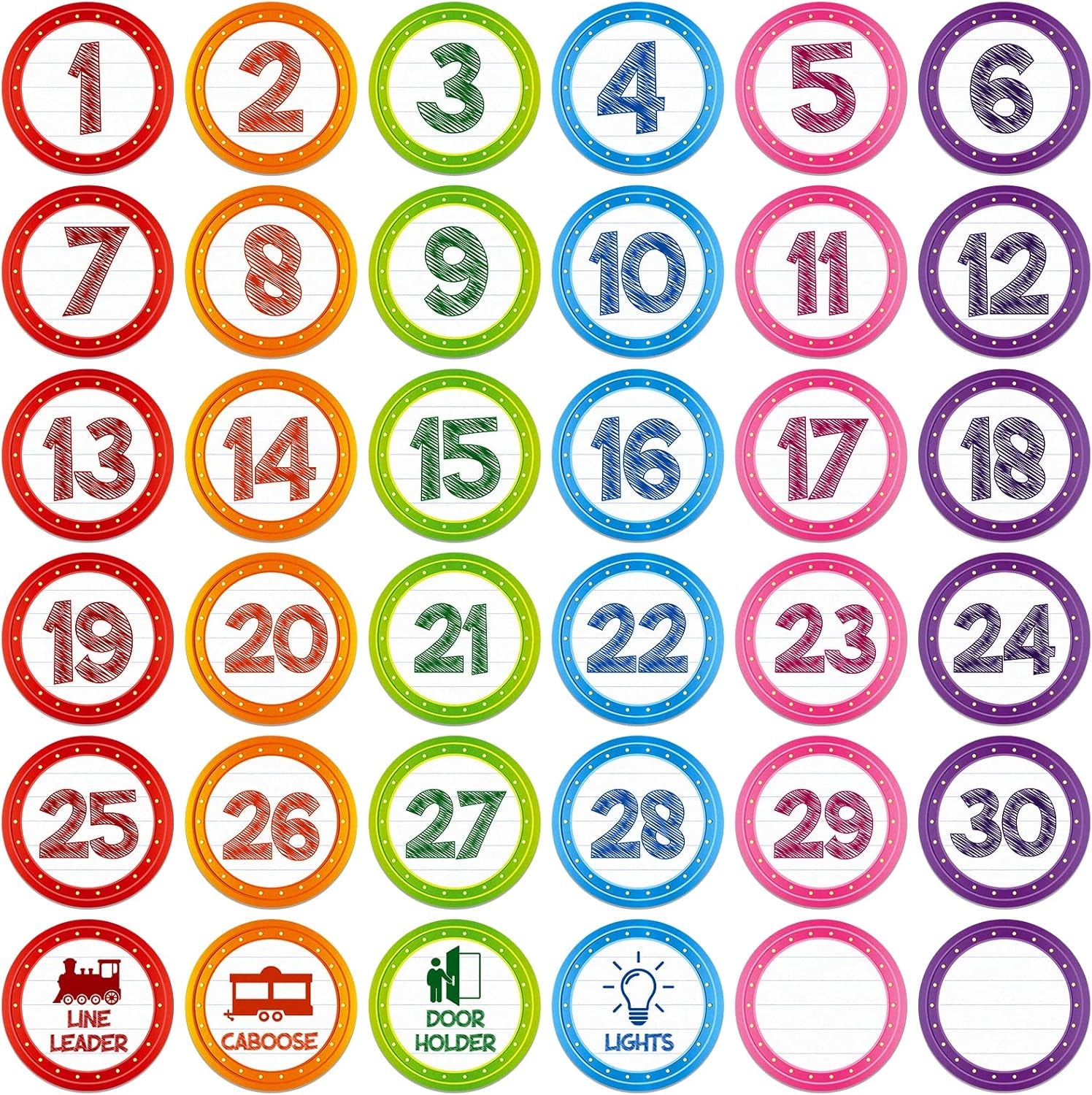Facraft Line up Spots for Classroom Floor - 36Pcs Classroom Line-Up Stickers Number Spot Stickers Markers for Teacher Kindergarten Preschool Elementary Classroom