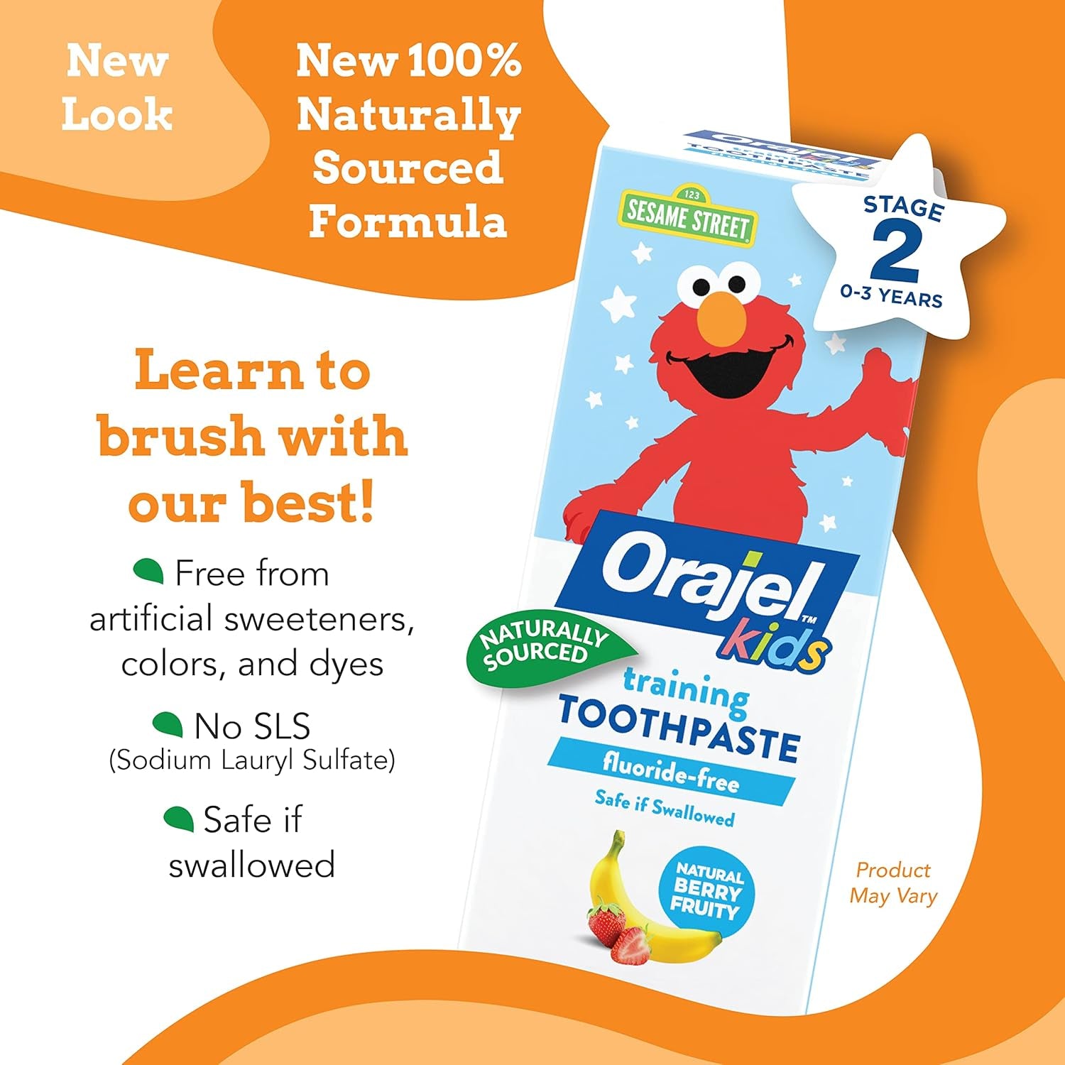 Orajel Kids Elmo Training Toothpaste Fluoride-Free; #1 Pediatrician Recommended Fluoride-Free Toothpaste*,