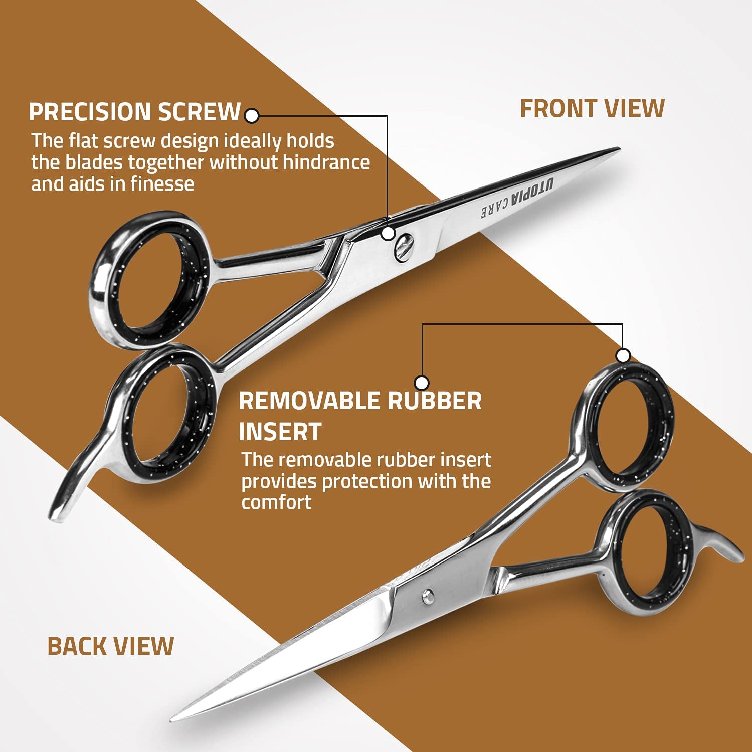 Utopia Care Hair Cutting and Hairdressing Scissors 6.5 Inch, Premium Stainless Steel Shears with Smooth Razor & Sharp Edge Blades, for Salons, Men & Women, Kids, Adults, & Pets - Silver