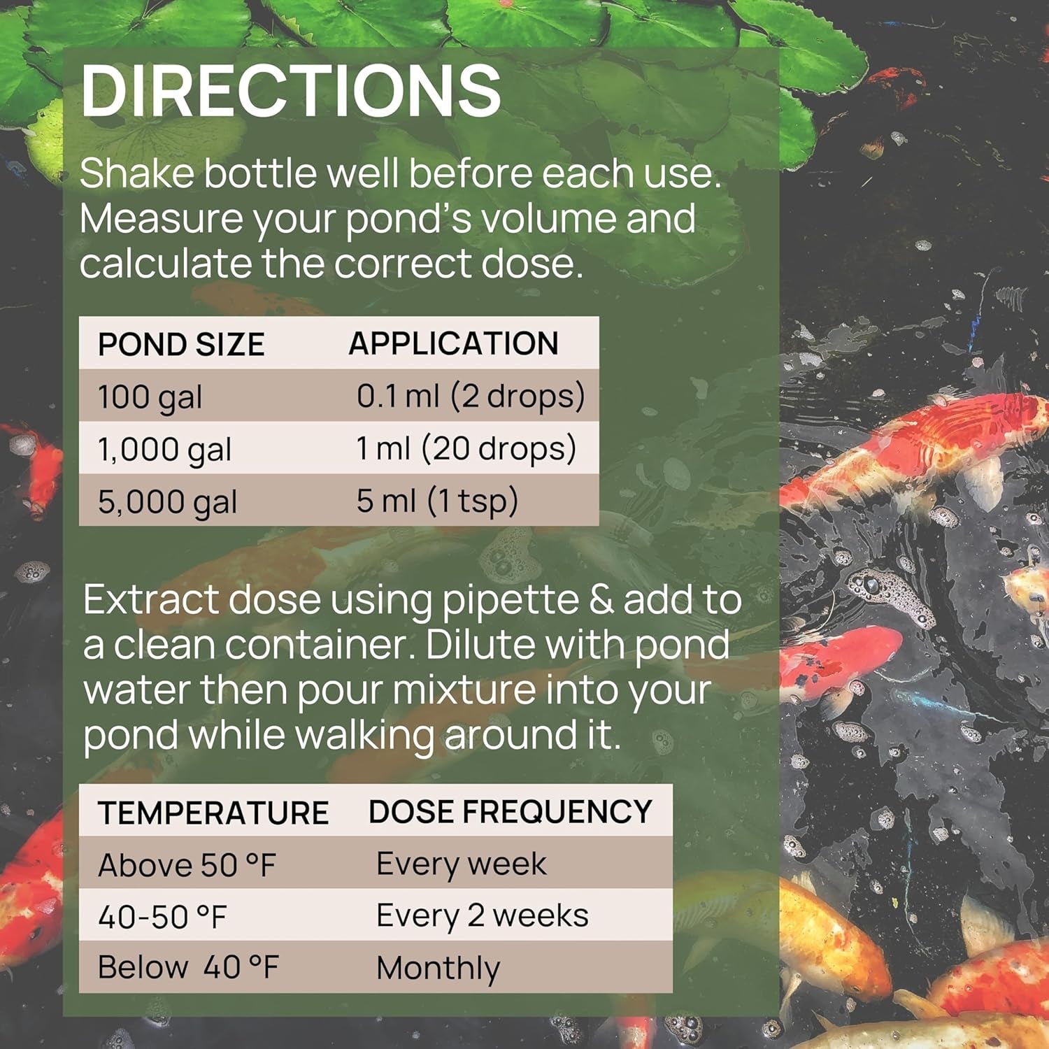 Natural Pond Cleaner, 60Ml, Clarifier for Fish Ponds, Safe for All Aquatic Life Including Koi, Pond Water Clarifier Treats up to 60,000 Gallons